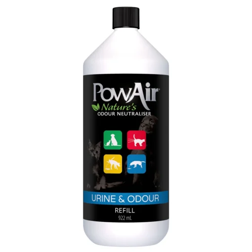 Remove pet stains & pet urine smells, such as cat and dog pee smells , with PowAir Urine & Odour
