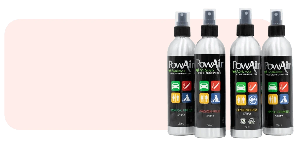 PowAir Spray is an effective air freshener for smokers to use in their car or vehicle