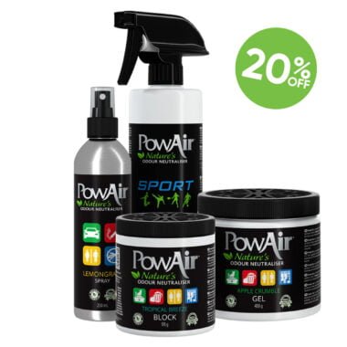 PowAir Leisure Spring Starter Bundle is a motorhome odour eliminator bundle suited to get rid of musty smells post drain down season